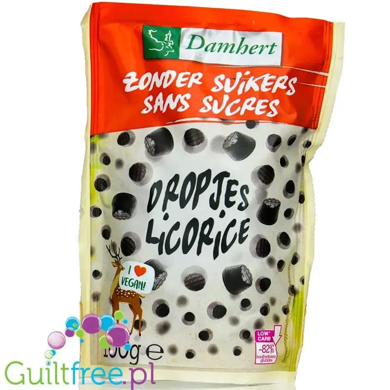 Damhert Licorice - wegańskie lukrecjowe dropsy-żelki bez cukru ze stewią