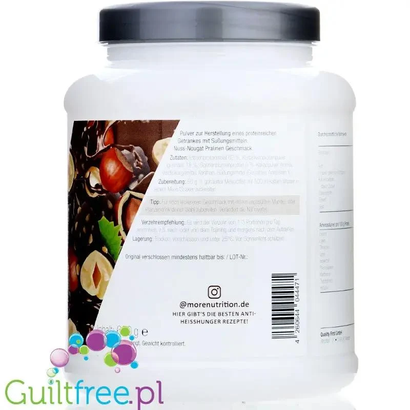 More Nutrition Total Vegan Protein Nuss-Nougat Praliné 0,6kg - wegańska odżywka na białku grochu, dyni i słonecznikowym