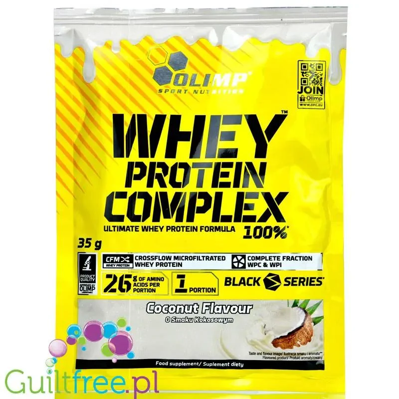 Olimp Whey Protein Complex Coconut, saszetka, odżywka białkowa o smaku kokosowym