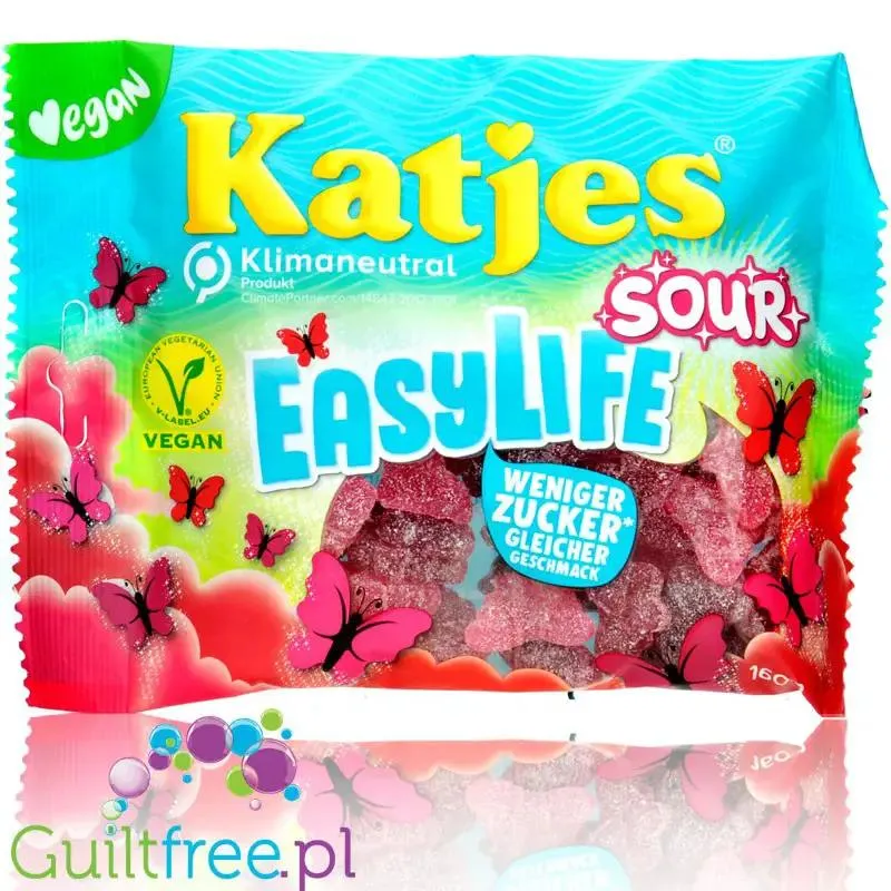 Katjes EasyLife Sour - wegańskie kwaśne żelki 30% mniej cukru bez słodzików