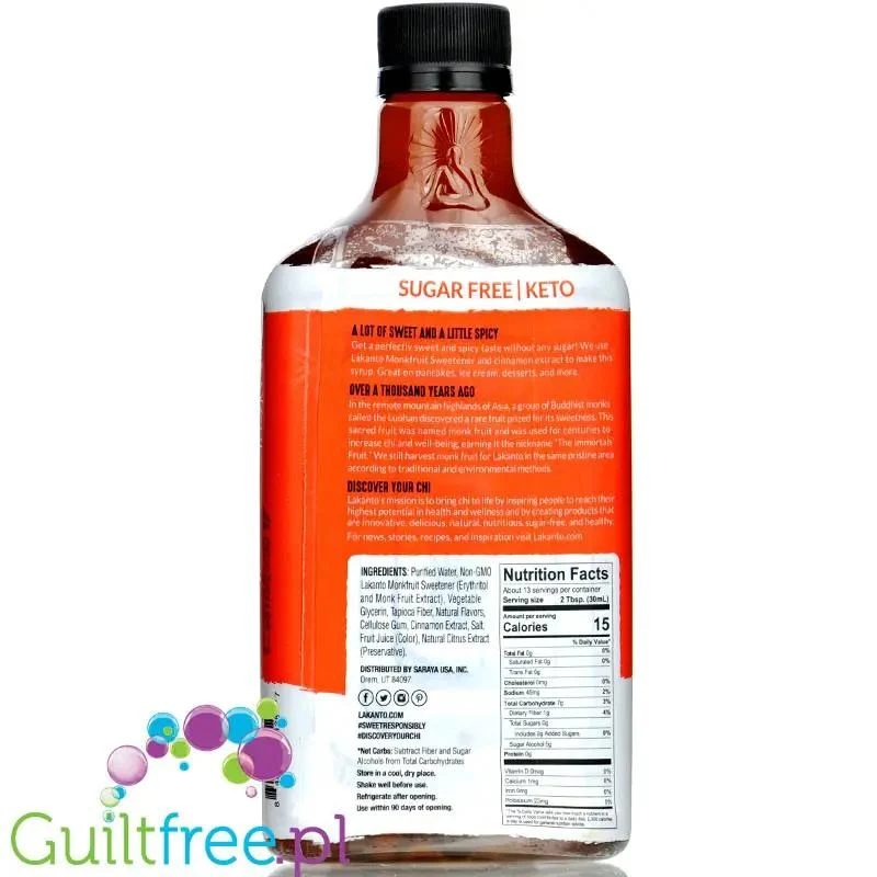 Lakanto Cinnamon Maple Syrup - syrop bez cukru o smaku syropu klonowego z cynamonem