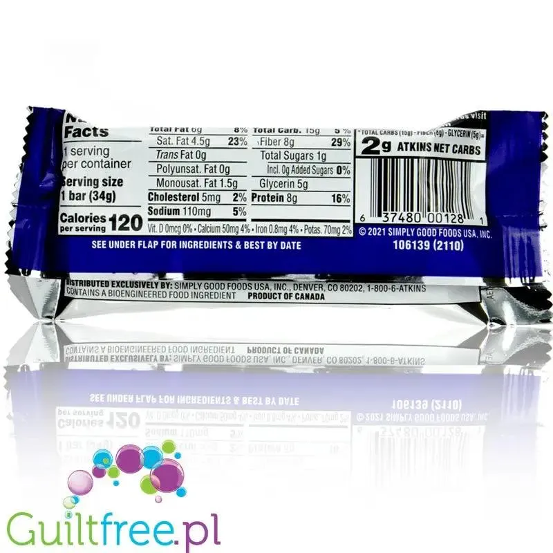 Atkins Endulge Dessert Chocolate Chip Cheesecake 120kcal - baton czekoladowo-sernikowy 1g cukru
