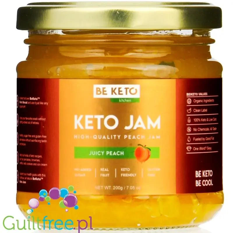 BeKeto Jam Juicy Peach - Keto Dżem™ Soczysta Brzoskwinia 50kcal z erytrolem i ksylitolem