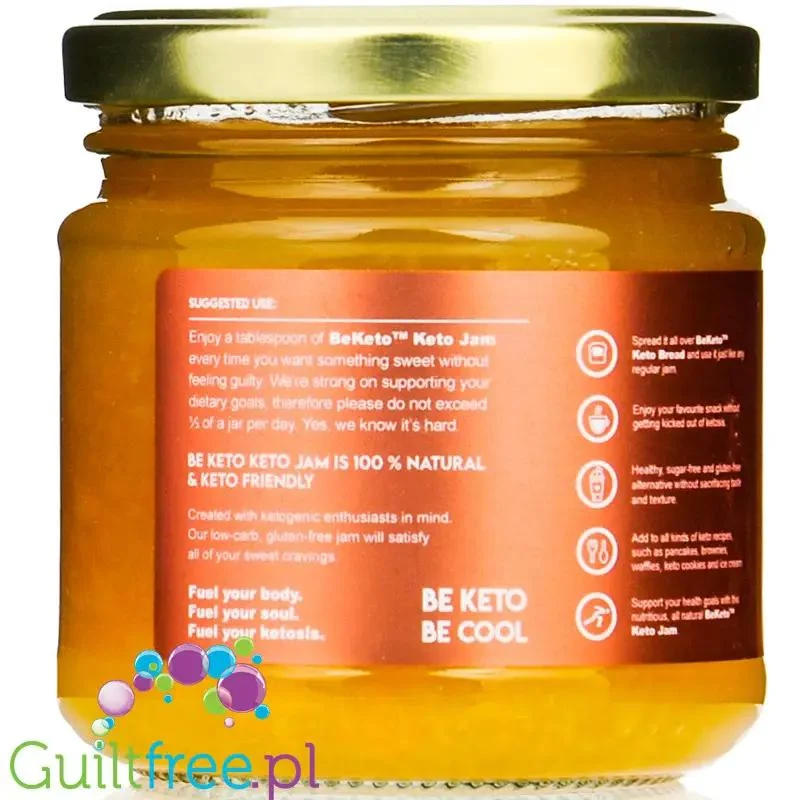 BeKeto Jam Juicy Peach - Keto Dżem™ Soczysta Brzoskwinia 50kcal z erytrolem i ksylitolem