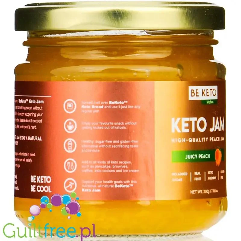 BeKeto Jam Juicy Peach - Keto Dżem™ Soczysta Brzoskwinia 50kcal z erytrolem i ksylitolem