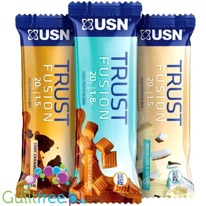 USN Trust Fusion Salted Caramel - baton białkowy 20g białka 1,5g cukru