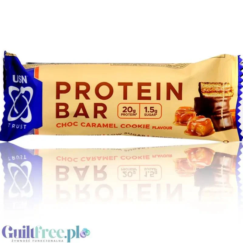 USN Trust Fusion Choc Caramel Cookie - baton białkowy 20g białka 1,5g cukru