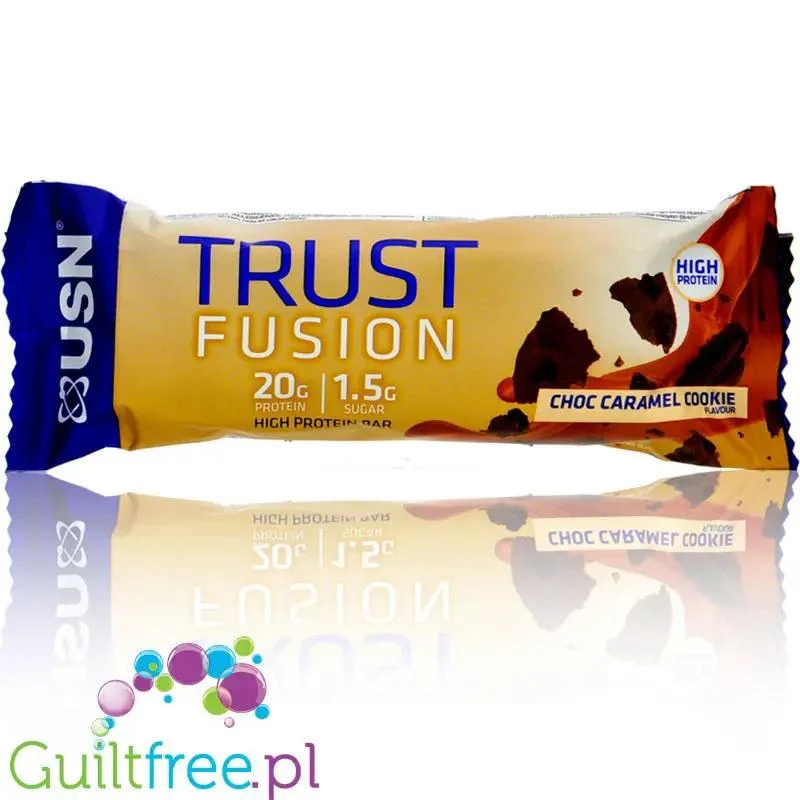 USN Trust Fusion Choc Caramel Cookie - baton białkowy 20g białka 1,5g cukru