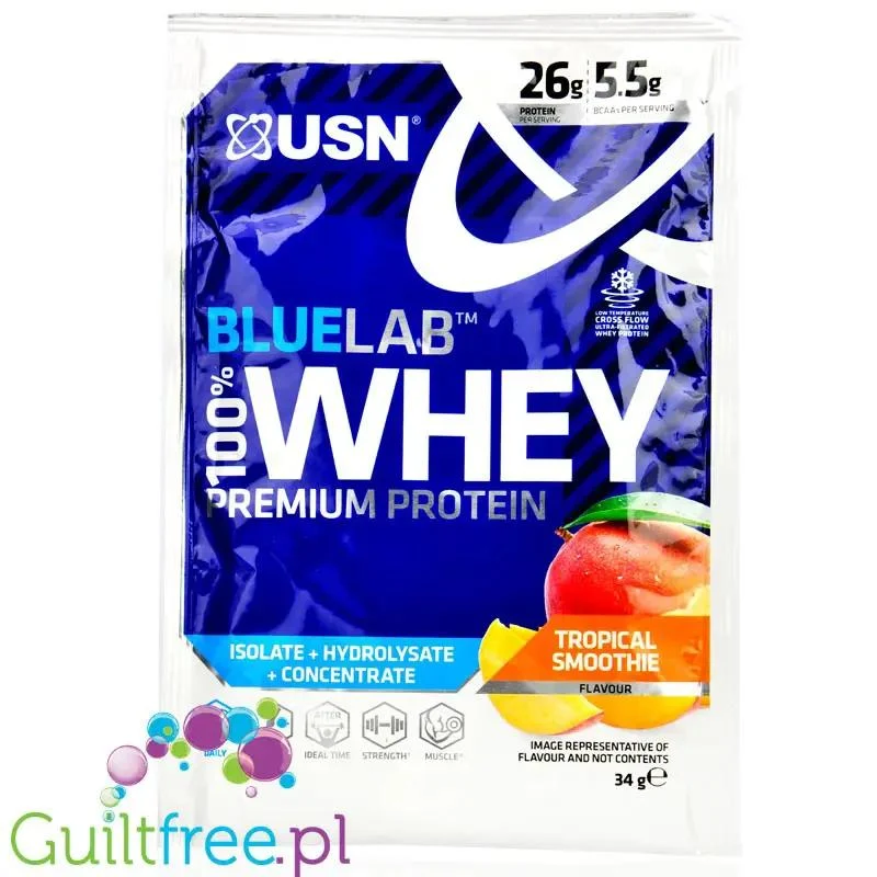 USN Blue Lab Whey Tropical Smoothie - odzywka białkowa WPI, WPC, WPH z Tolerase L