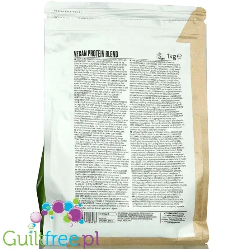 MyProtein Vegan Protein Blend Unflavored 1KG - wegańska odżywka białkowa bezsmakowa, bez soi, cukru i słodzików