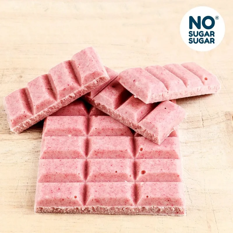NO SUGAR SUGAR Schokolade Himbeer-Joghurt - rzemieślnicza czekolada bez cukru z erytrolem, Biała z Malinami