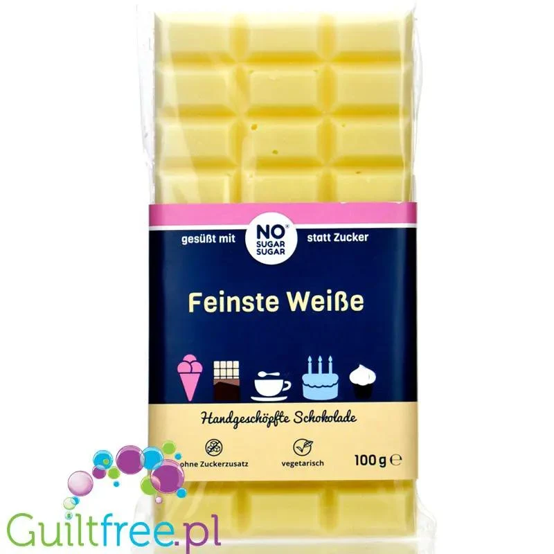 NO SUGAR SUGAR Schokolade Feinste Weiße - rzemieślnicza biała czekolada bez cukru z erytrolem i stewią