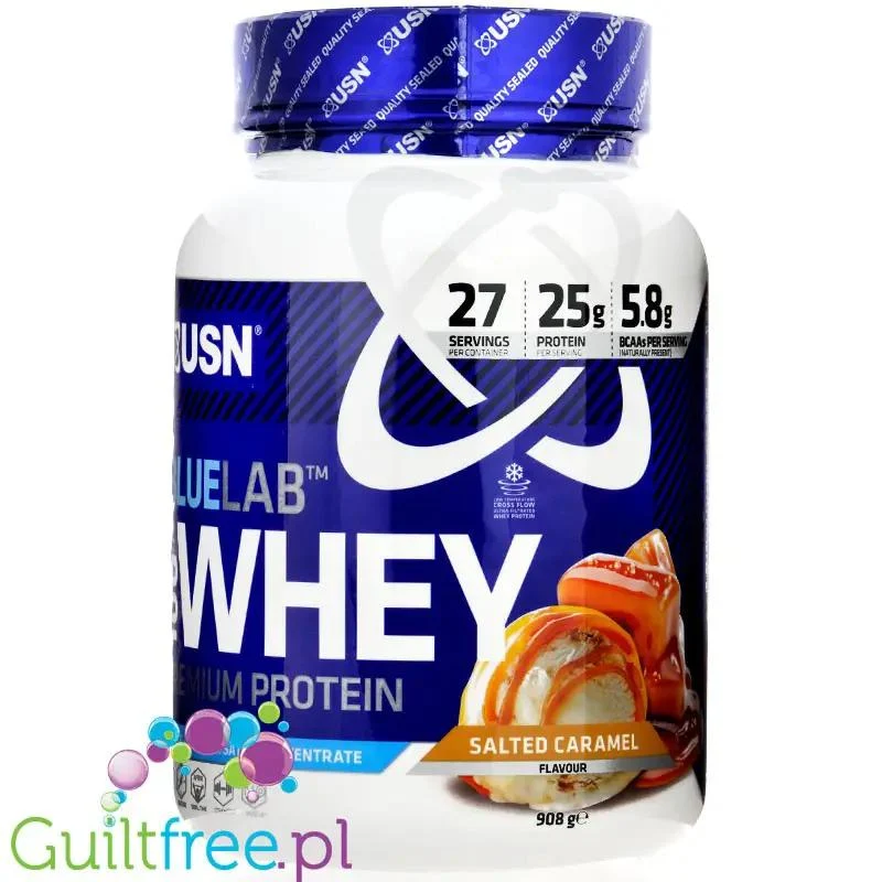 USN Blue Lab Whey Salted Caramel 0,9kg - odzywka białkowa WPI, WPC, WPH z Tolerase L