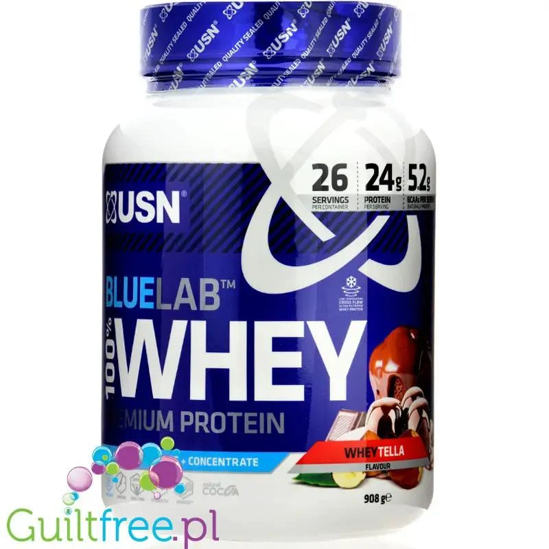 USN Blue Lab Whey Wheytella 0,9kg - odżywka białkowa WPI, WPC, WPH z Tolerase L