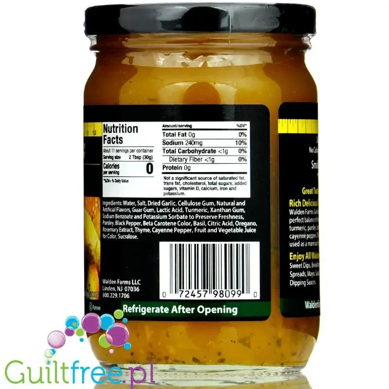 Walden Farms Pasta Sauce, Garlic & Herb USA - 0kcal, sos sos czosnkowo-ziołowy bez sukralozy