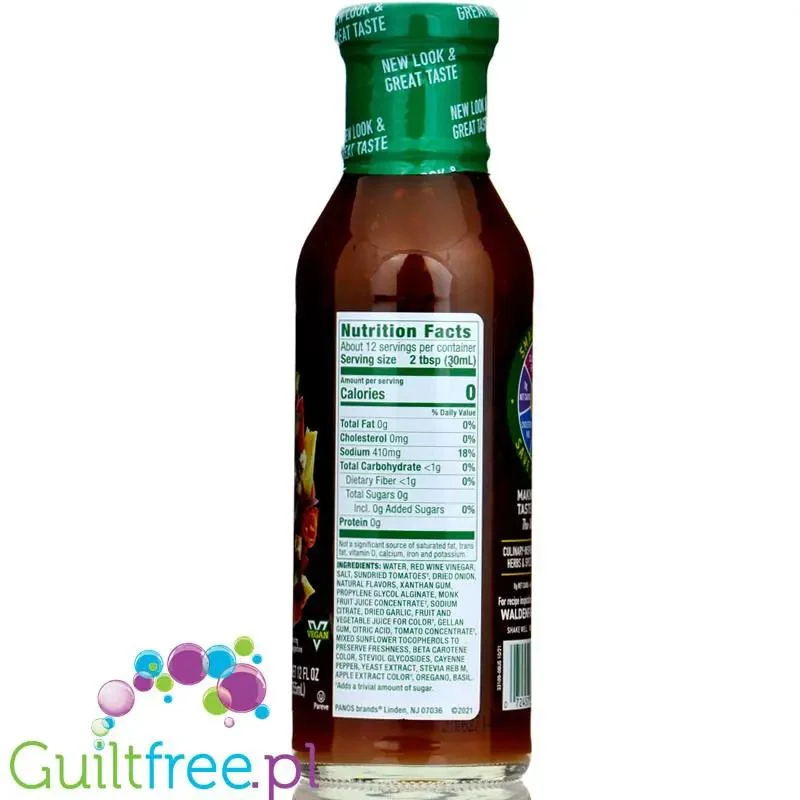 Walden Farms Keto Dressing, Sun Dried Tomato Vinaigrette USA - 0kcal winegret z suszonymi pomidorami bez sukralozy