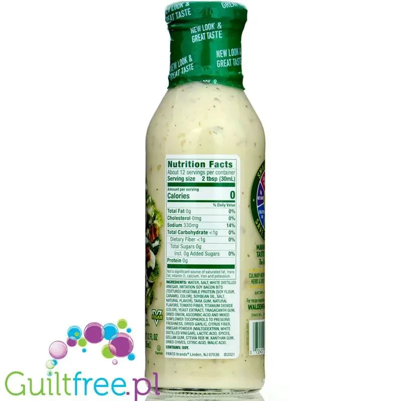 Walden Farms Dressing, Bac'n Ranch USA - 0kcal, sos bekonowo-śmietanowy ze stewią
