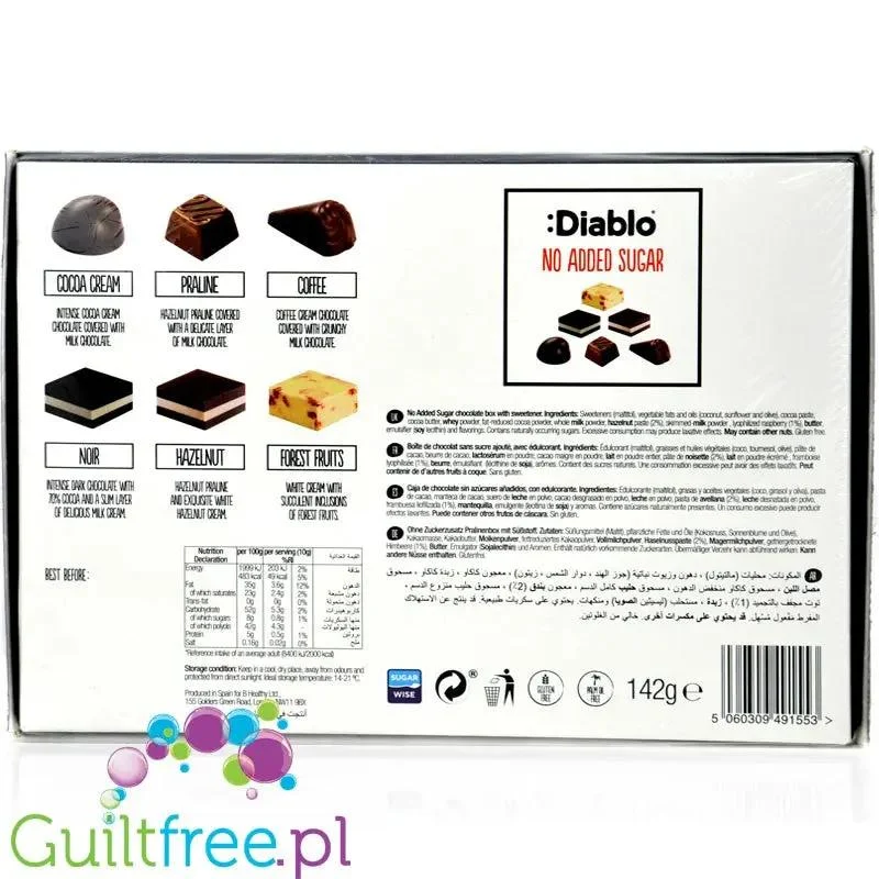 Diablo Luxury Chocolate Box - bombonierka, pralinki czekoladowe bez dodatku cukru