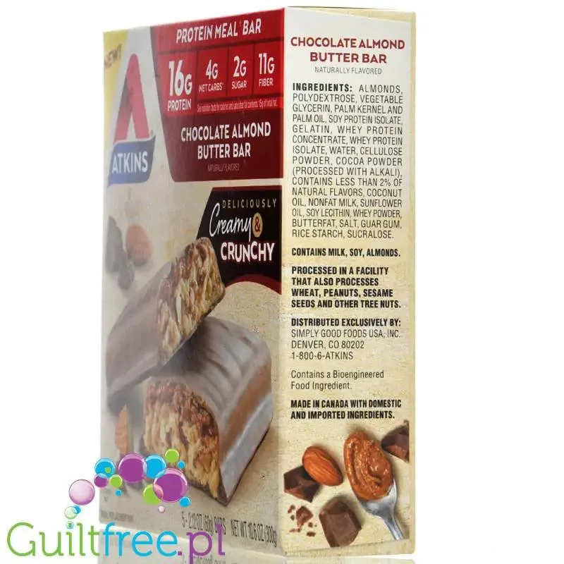 Atkins Meal Chocolate Almond Butter PUDEŁKO x 5 batonów