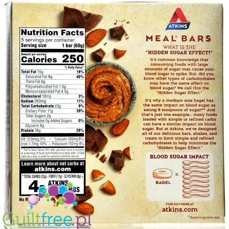 Atkins Meal Chocolate Almond Butter PUDEŁKO x 5 batonów