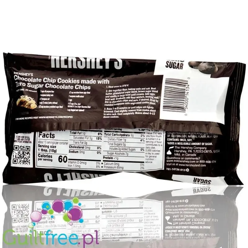 Hershey's Sugar Free Semi-Sweet Baking Chips - czekoladowe kropelki do ciasta, bez cukru