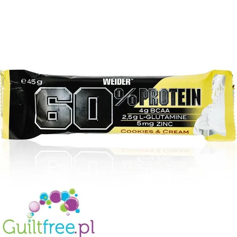 Weider 60% Protein Bar Cookies & Cream - baton proteinowy 27g białka & 167kcal