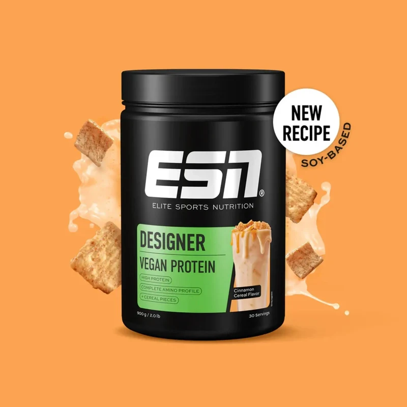 ESN Vegan Designer Protein, Cinnamon Cereal - wegańska odżywka białkowa bez soi, smak Cynamonowe Płatki Śniadaniowe