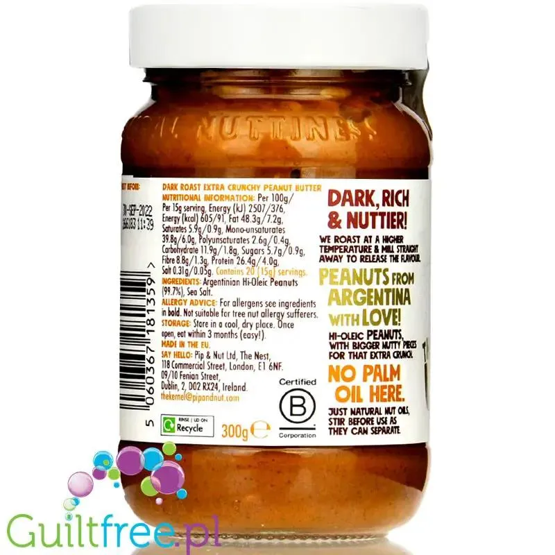 Pip & Nut Ultimate Crunchy Dark Roast Peanut Butter - mocno prażone masło orzechowe crunchy