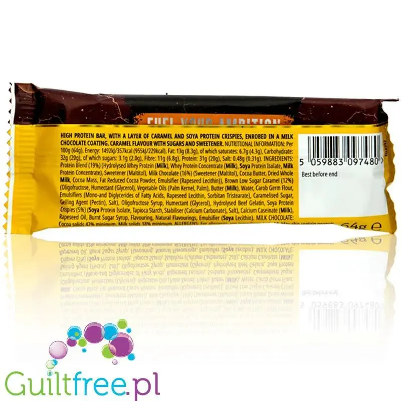 MyProtein Impact Bar Caramel Nut - baton białkowy Orzechy, Karmel & Mleczna Czekolada, 20g białka & 230kcal