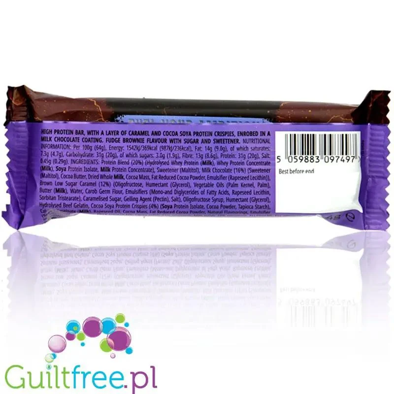 MyProtein Impact Bar Fudge Brownie - baton białkowy Brownie, Karmel & Mleczna Czekolada, 20g białka & 230kcal