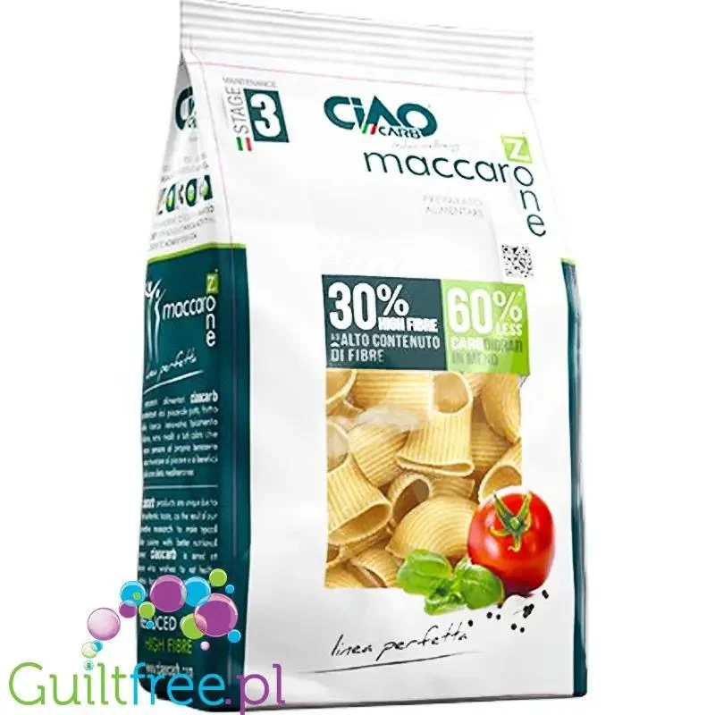 Ciao Carb Nutriwell, Pipe Rigate - makaron niskowęglowodanowy z psyllium 229kcal / 30g białka Muszle