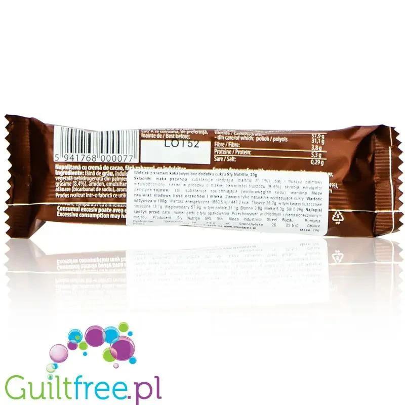 Sly Nutritia Cocoa Cream Wafer 89kcal - wafelek z kremem kakaowym bez cukru