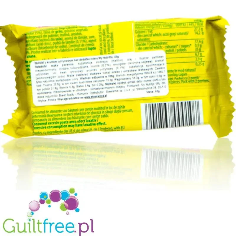 Sly Nutritia Lemon Cream Wafer - wafelki z kremem cytrynowym bez dodatku cukru