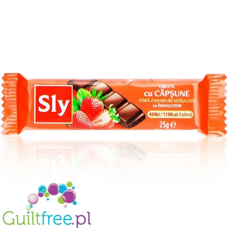 Sly Nutritia Milk Chocolate Strawberry 120kcal - mleczna czekoladka truskawkowa bez dodatku cukru