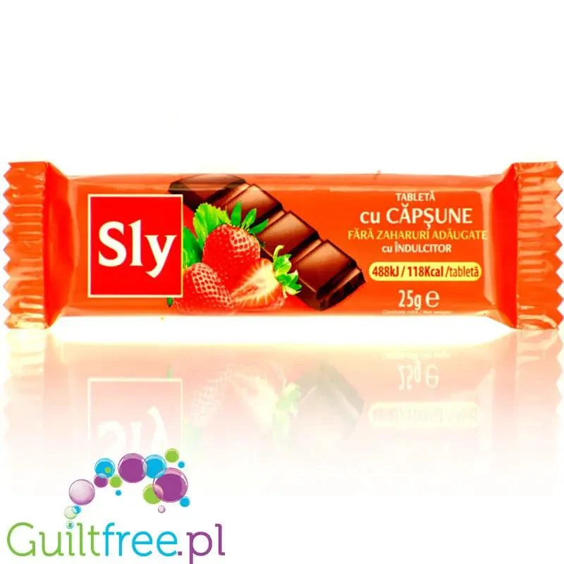 Sly Nutritia Milk Chocolate Strawberry 120kcal - mleczna czekoladka truskawkowa bez dodatku cukru