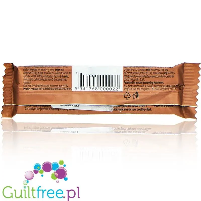 Sly Nutritia Milk Chocolate Cappuccino 118kcal - mleczna czekoladka o smaku kawowym bez dodatku cukru