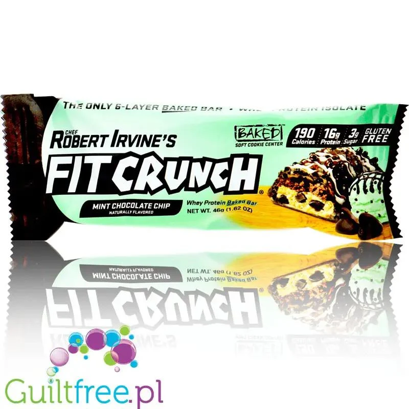 Fit Crunch Mint Chocolate Chip - wypiekany baton proteinowy z WPI, 6 warstw