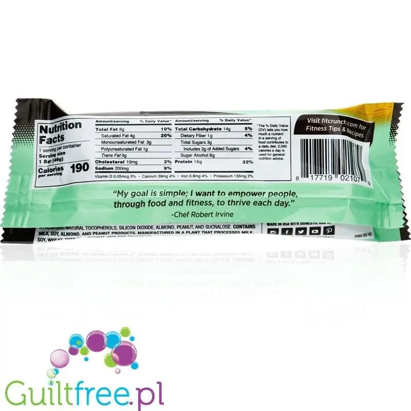 Fit Crunch Mint Chocolate Chip - wypiekany baton proteinowy z WPI, 6 warstw