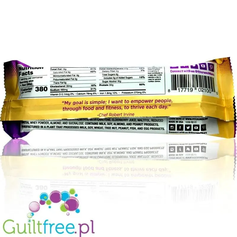 Fit Crunch Peanut Butter & Jelly XXL - 30g białka! wypiekany baton proteinowy z WPI, 6 warstw