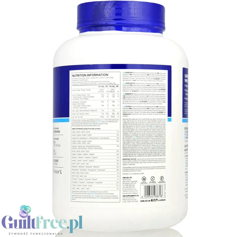 USN Blue Lab Whey Caramel Popcorn 2kg - odzywka białkowa WPI, WPC, WPH z Tolerase L