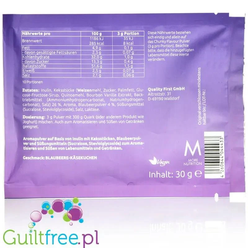 More Nutrition Chunky Flavor Blueberry Cheesecake - wegański aromat w proszku, Sernik Jagodowy & Ciasteczka