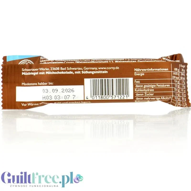 Corny Free Chocolate - batonik zbożowy bez cukru 65kcal