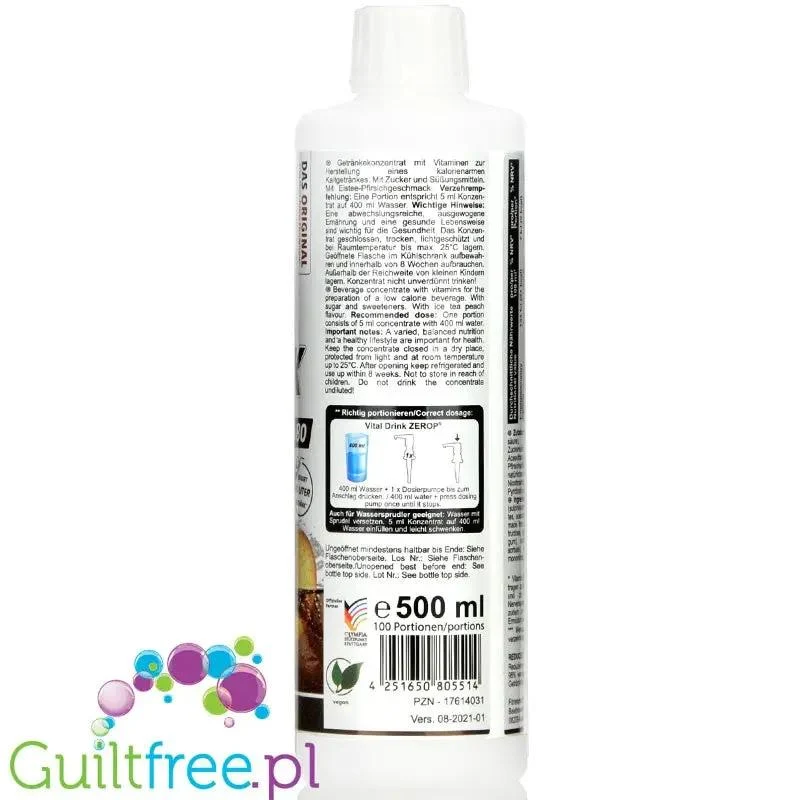 Vital Drink Peach Ice Tea 500ml - koncentrat bez cukru z witaminami