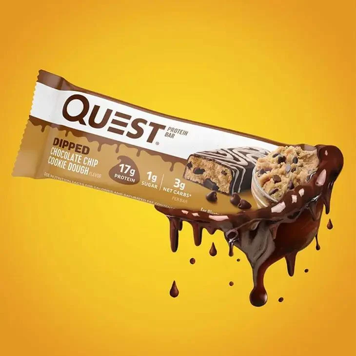 Quest Bar Dipped Chocolate Chip Cookie Dough - baton ciasteczkowy w polewie, 17g białka & 180kcal