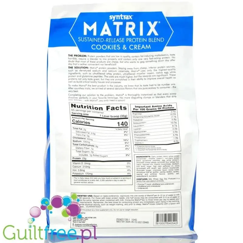 Syntrax Matrix 5.0 Cookies Cream 2,27kg - odżywka 3 frakcje białek