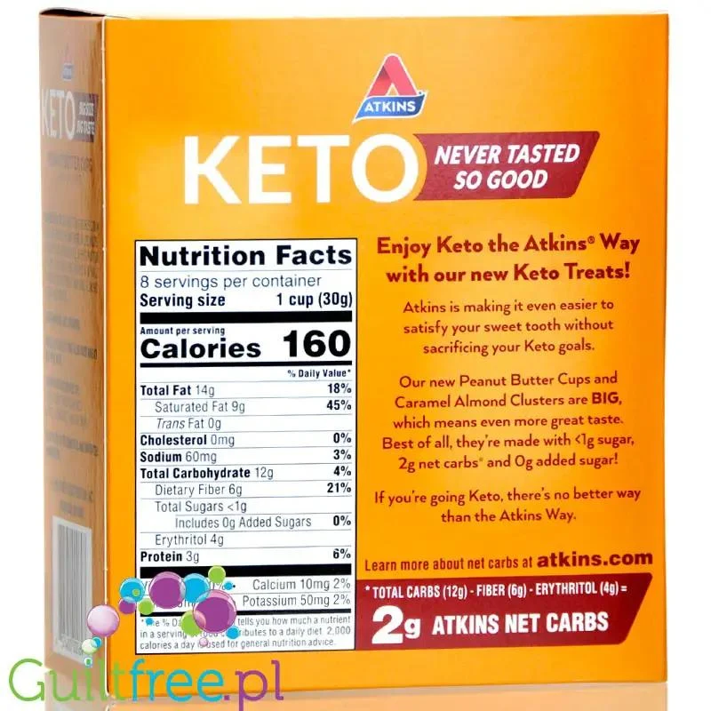 Atkins KETO Peanut Butter Cups box 8pak - keto miseczki z masłem orzechowym