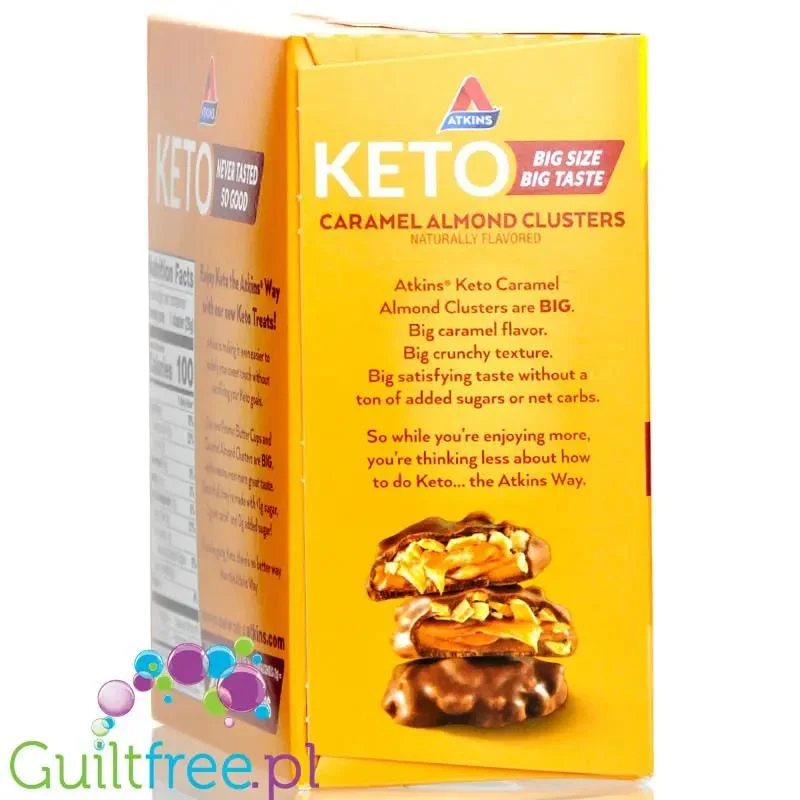Atkins KETO Caramel Almond Clusters box 8pak- keto czekoladki bez cukru z karmelem i migdałami
