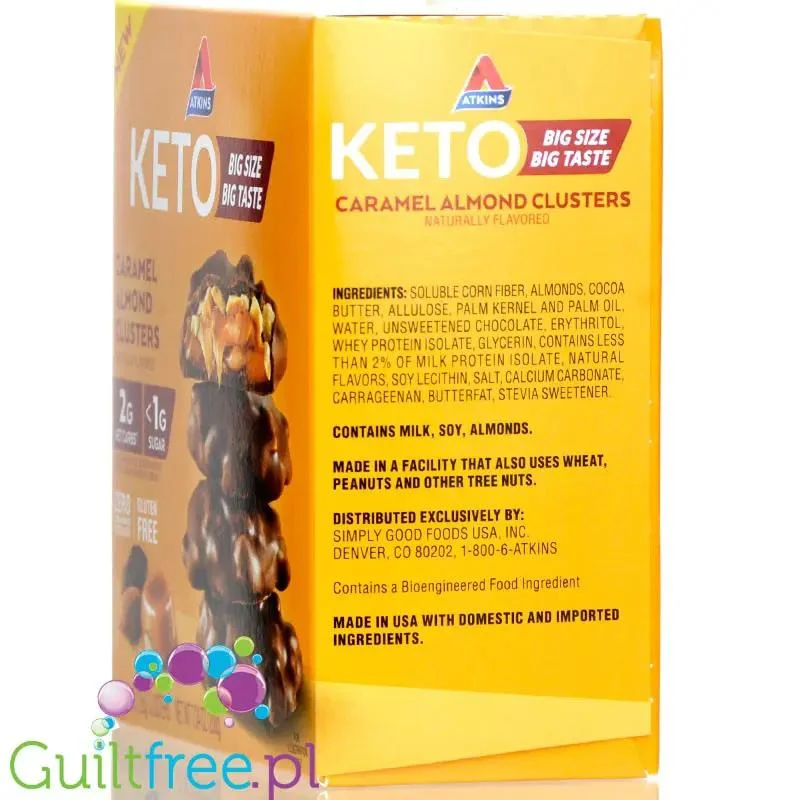 Atkins KETO Caramel Almond Clusters box 8pak- keto czekoladki bez cukru z karmelem i migdałami