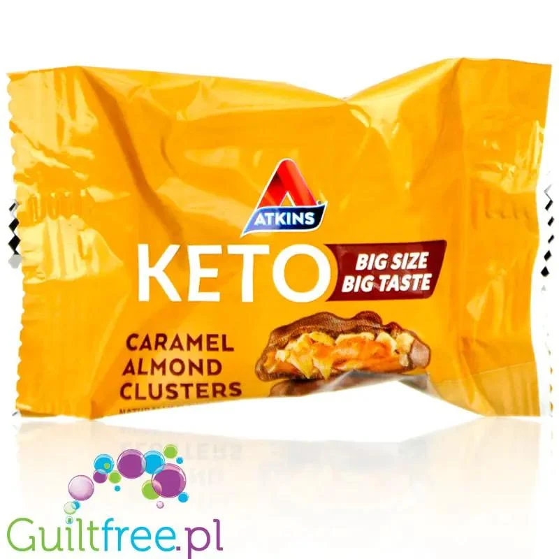 Atkins KETO Caramel Almond Clusters box 8pak- keto czekoladki bez cukru z karmelem i migdałami