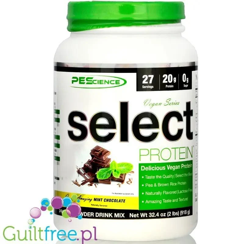 PES Select Protein Vegan, Mint Chocolate - wegańska odżywka proteinowa bez soi i cukru, 20g białka & 110kcal